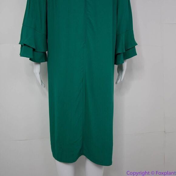 NEW Eloquii emerald green keyhole front ruffle sleeve‎ shift dress, size 18 - Picture 7 of 16